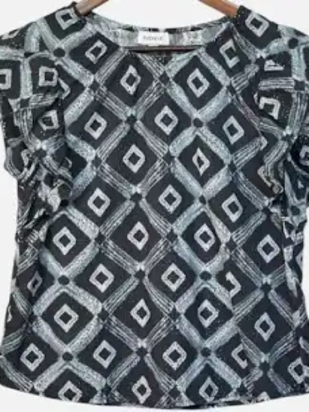 Evereve Oaklynn Eyelet Print Ikat Top Flutter Sleeve Large Retail $68